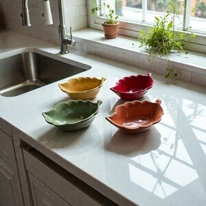 Princess House Exclusive Pavillion Collector Colorful Leaf-Shaped Bowl Set